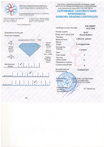 Бриллиант  0,140 карат