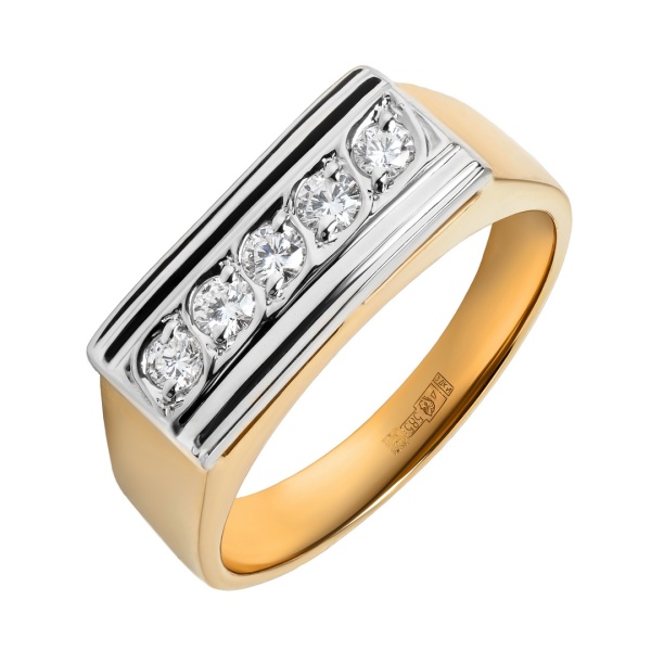 Кольцо из комбинированного золота с бриллиантами