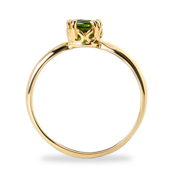 Кольцо из желтого золота с хромдиопсидом
