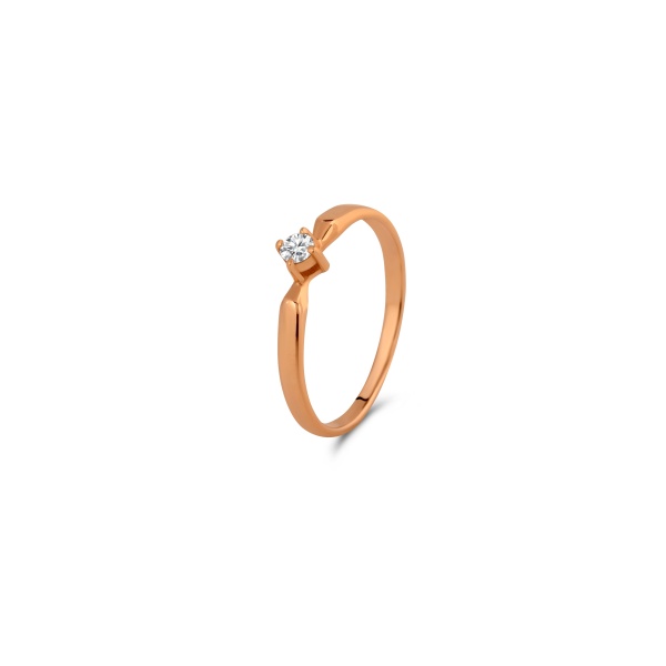 Кольцо из красного золота с бриллиантом