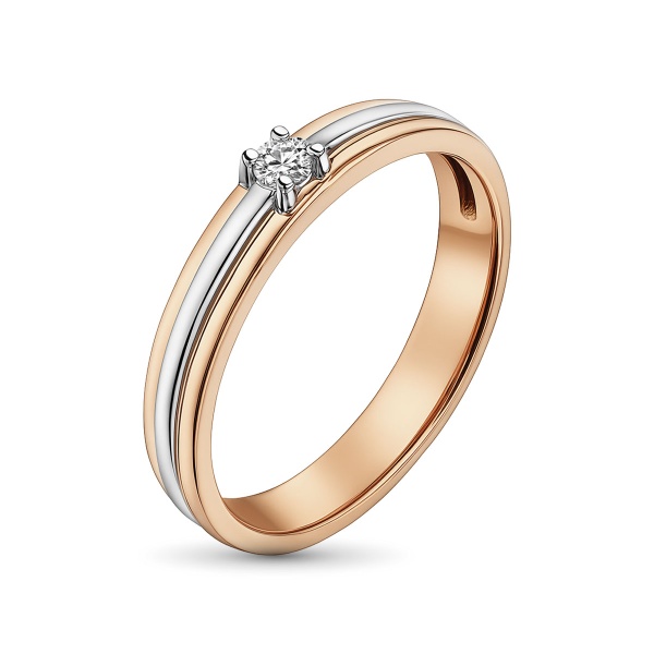 Кольцо из комбинированного золота с бриллиантом