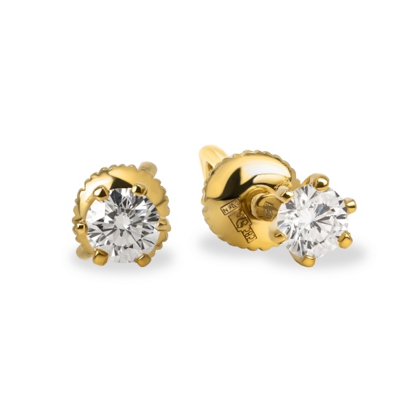 Серьги из желтого золота с бриллиантами