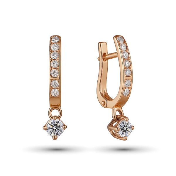 Серьги из красного золота с бриллиантами