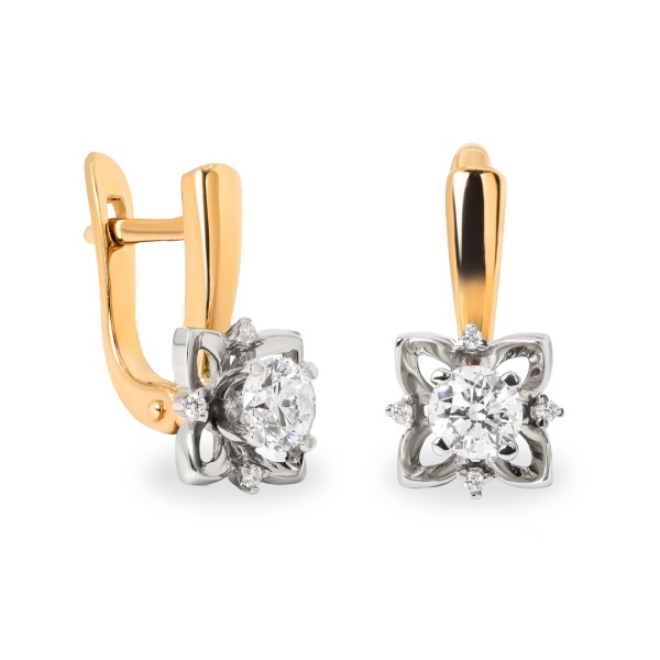 Серьги из комбинированного золота с бриллиантами