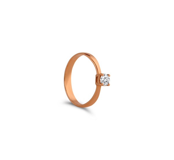 Кольцо из красного золота с бриллиантом