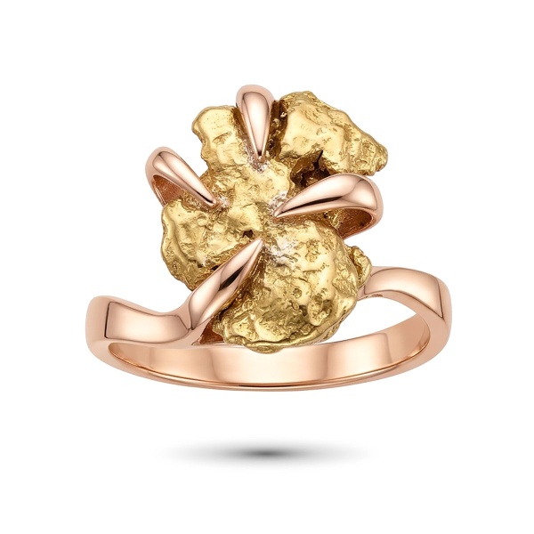 Кольцо из красного золота с самородком
