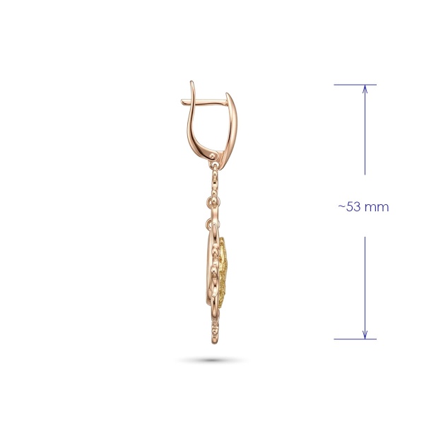 Серьги из красного золота с самородком