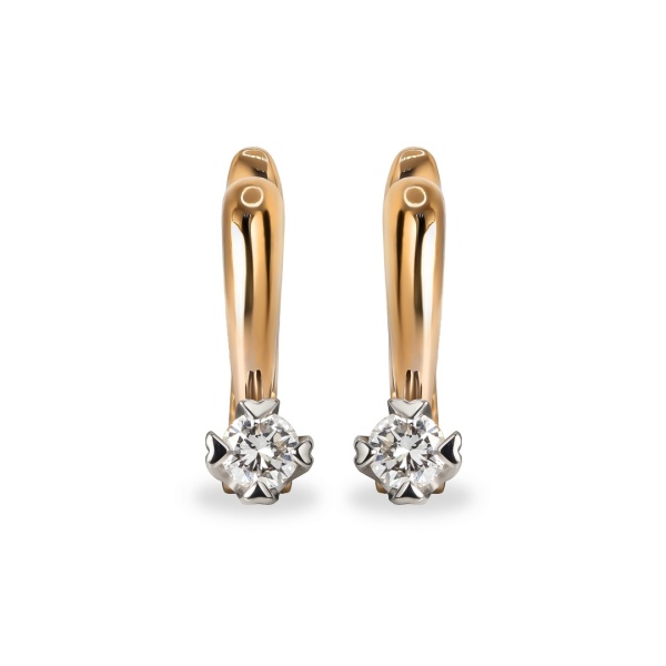 Серьги из комбинированного золота с бриллиантами