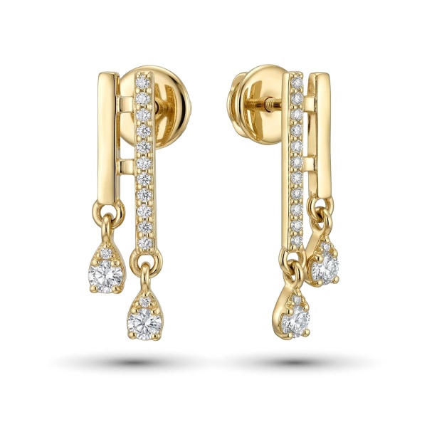 Серьги из желтого золота с бриллиантами