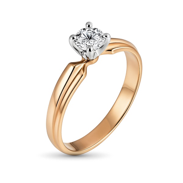 Кольцо из комбинированного золота с бриллиантом