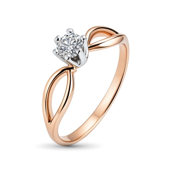 Кольцо из комбинированного золота с бриллиантами