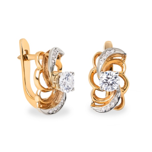 Серьги из комбинированного золота с бриллиантами