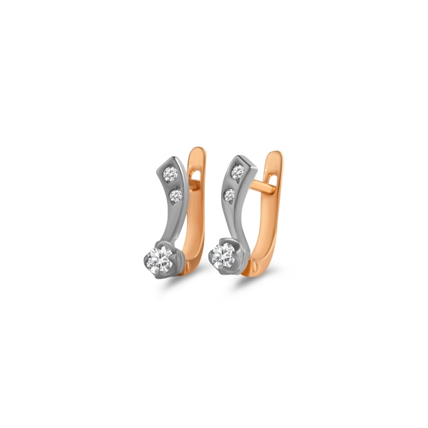 Серьги из комбинированного золота с бриллиантами