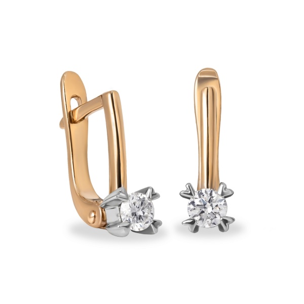 Серьги из комбинированного золота с бриллиантами