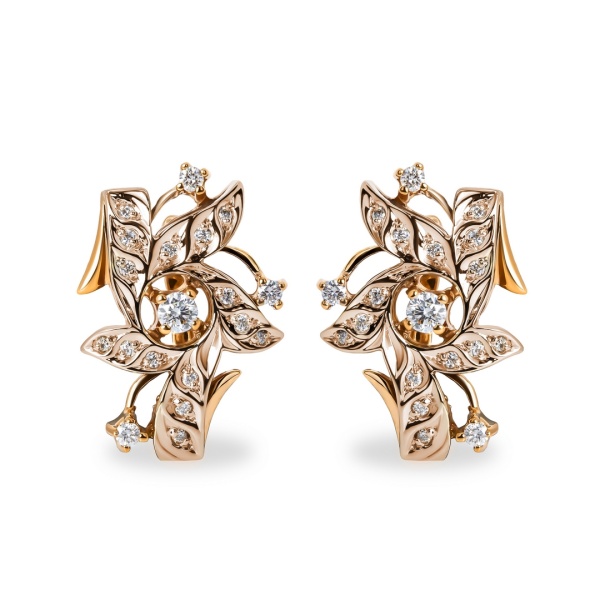 Серьги из комбинированного золота с бриллиантами