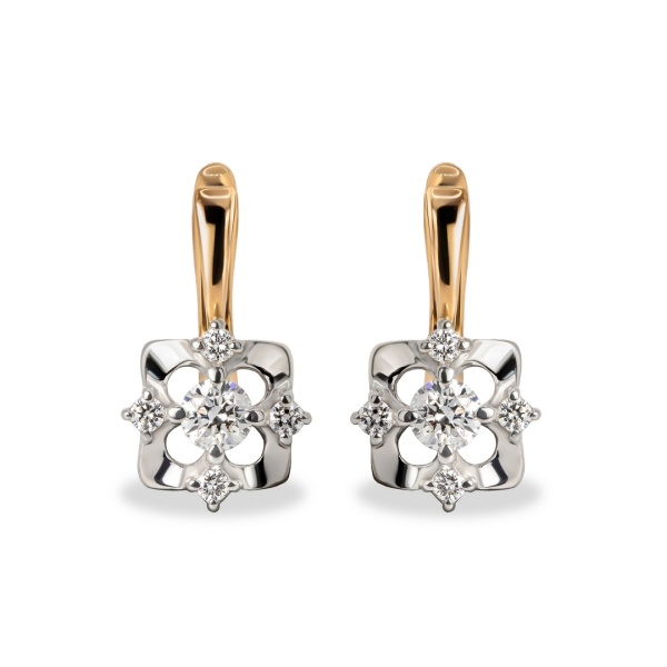 Серьги из комбинированного золота с бриллиантами