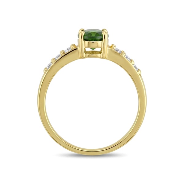 Кольцо из желтого золота с хромдиопсидом и бриллиантами