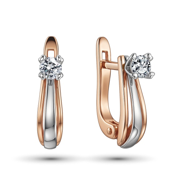 Серьги из комбинированного золота с бриллиантами