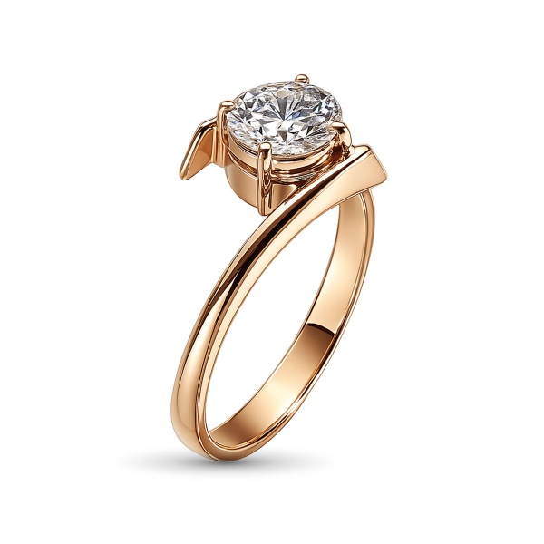 Кольцо из красного золота с бриллиантом