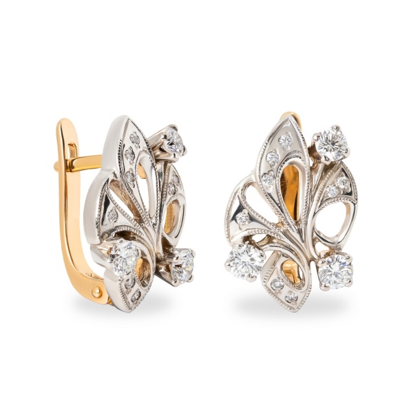 Серьги из комбинированного золота с бриллиантами