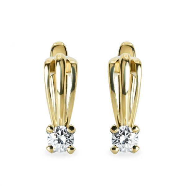 Серьги из желтого золота с бриллиантами