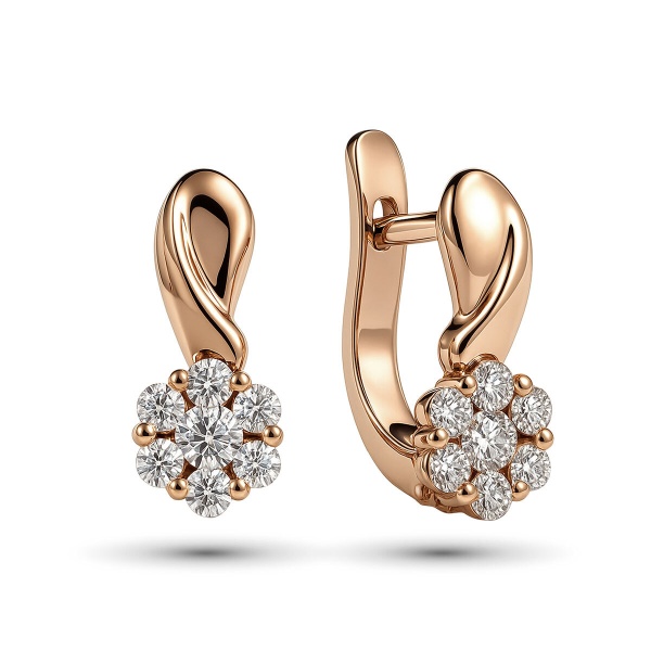 Серьги из красного золота с бриллиантами