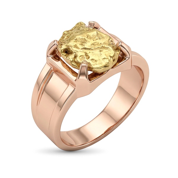 Кольцо из красного золота с самородком