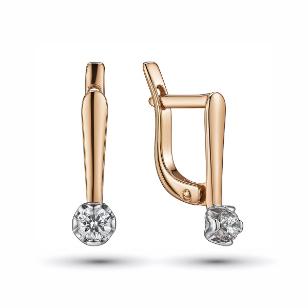 Серьги из комбинированного золота с бриллиантами