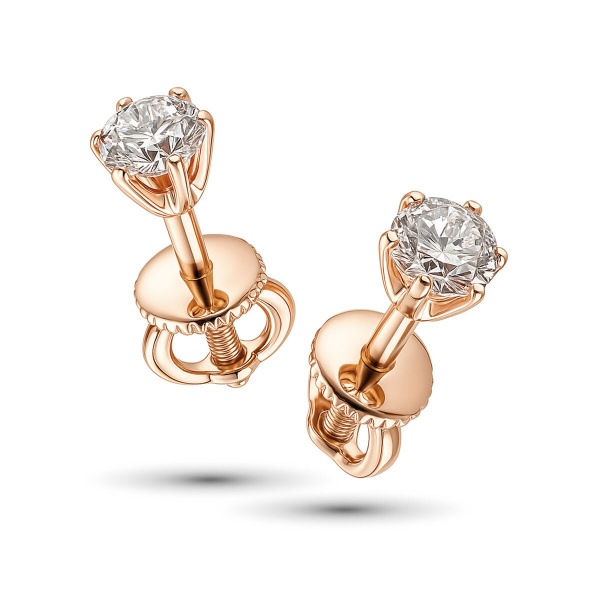 Серьги из красного золота с бриллиантами