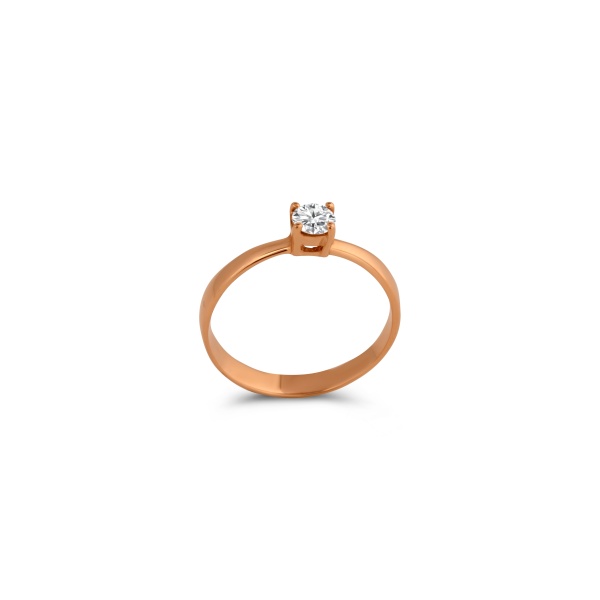 Кольцо из красного золота с бриллиантом