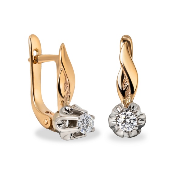 Серьги из комбинированного золота с бриллиантами
