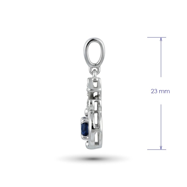 Подвеска из белого золота с сапфиром и бриллиантами