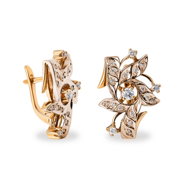 Серьги из комбинированного золота с бриллиантами