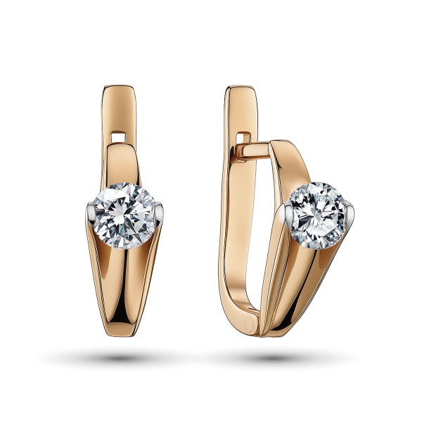 Серьги из красного золота с бриллиантами