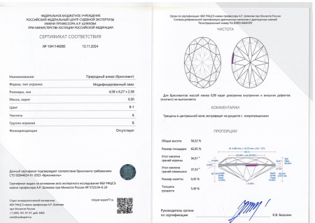 Бриллиант овал 0,500 карат