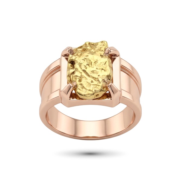 Кольцо из красного золота с самородком