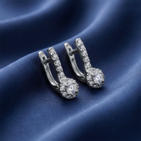 Серьги из родированного золота с бриллиантами