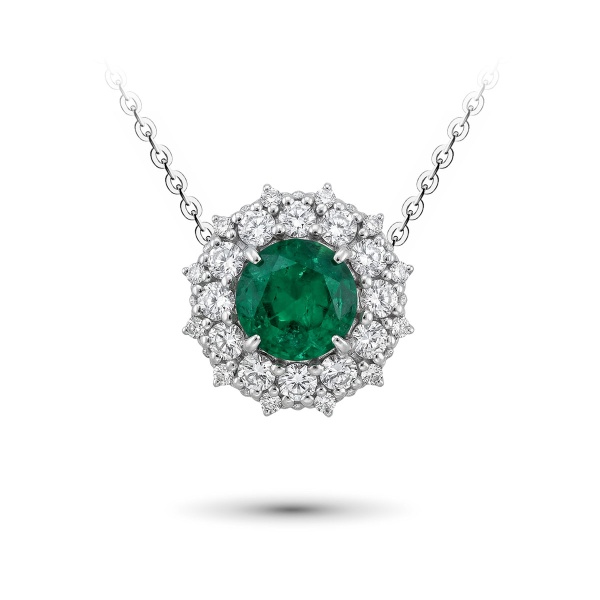 Подвеска из белого золота с изумрудом и бриллиантами