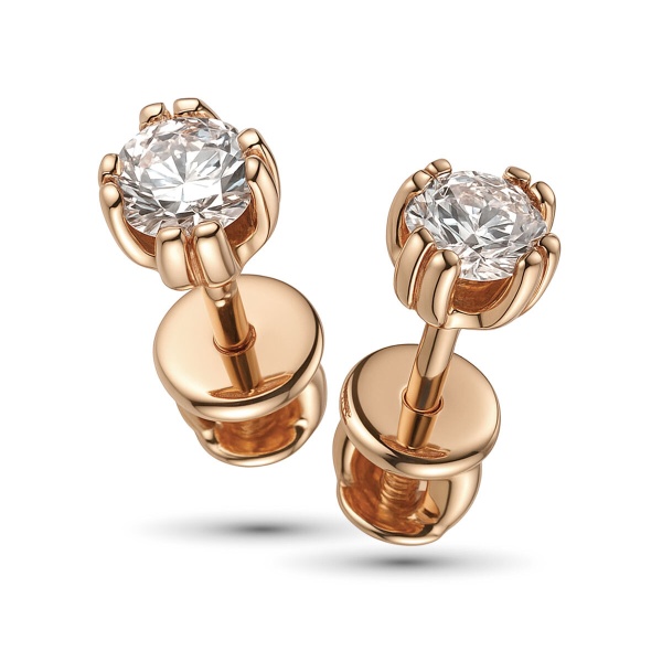 Серьги из красного золота с бриллиантами