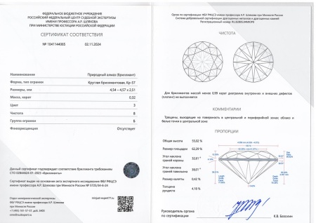 Бриллиант круглый 0,320 карат