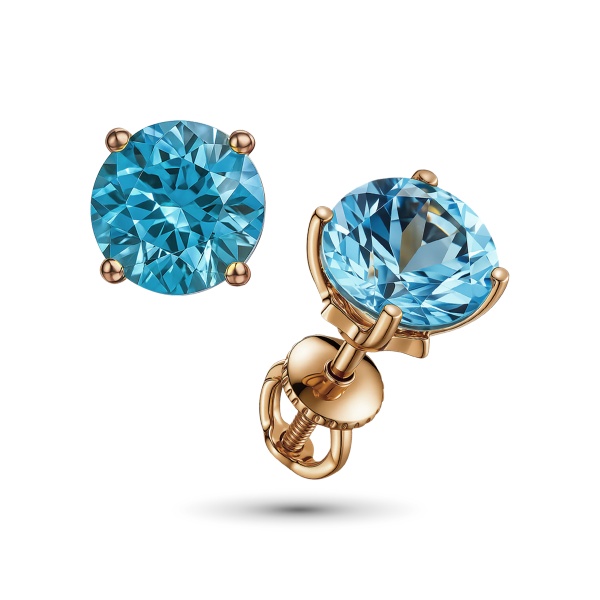 Серьги из красного золота с топазом