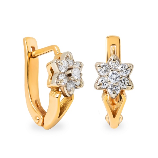 Серьги из комбинированного золота с бриллиантами