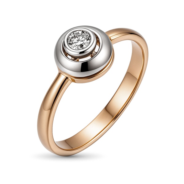 Кольцо из комбинированного золота с бриллиантом