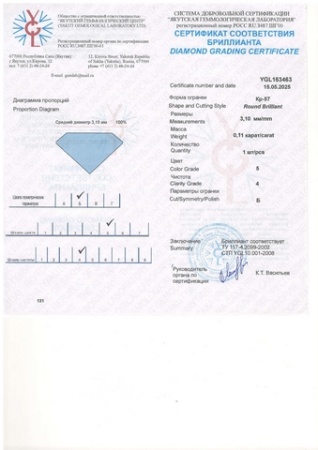 Бриллиант круглый 0,110 карат