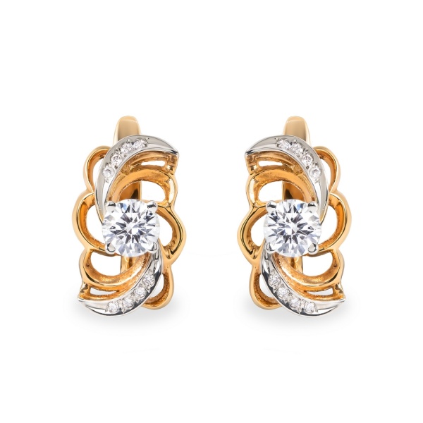 Серьги из комбинированного золота с бриллиантами