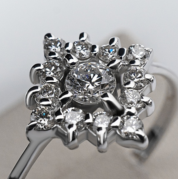 Кольцо из белого золота с бриллиантами