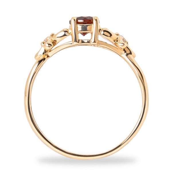 Кольцо из красного золота с фианитом и гранатом