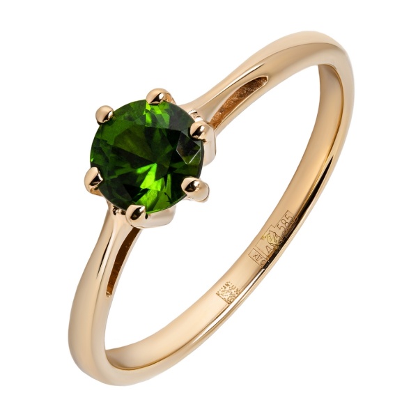 Кольцо из красного золота с хромдиопсидом