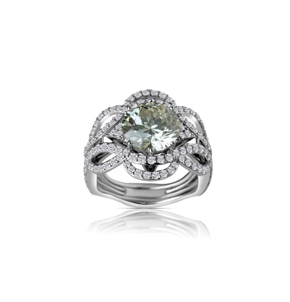 Кольцо из белого золота с бриллиантами