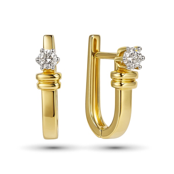 Серьги из желтого золота с бриллиантами